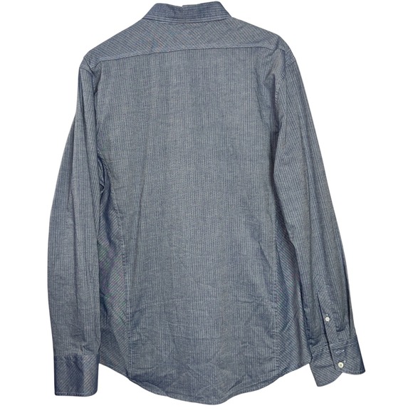 Outpost Makers Mens Large Blue Chambray Micro Stripe Long Sleeve Button Shirt - Picture 3 of 7